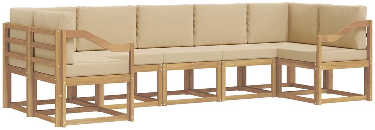 vidaXL Buiten - bank - set - 7 - st - 7-zits - Wit - en - Beige Wit en Beige