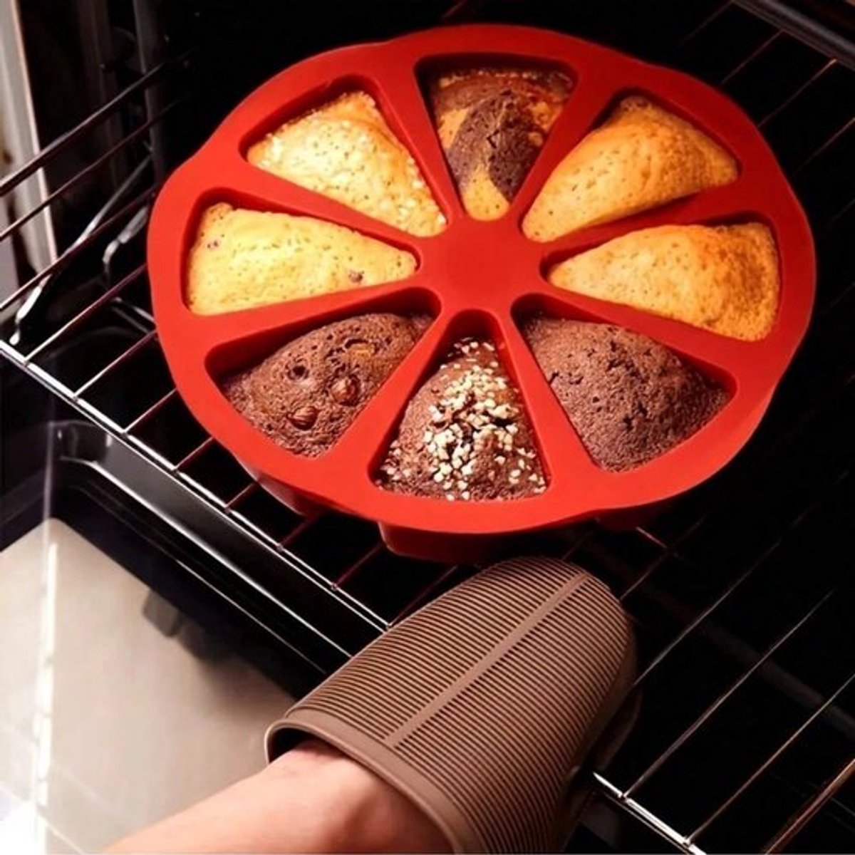 8-voudige siliconen cakevorm - ovenschaal - anti-aanbak - voedselveilig - voor taarten & chocolade