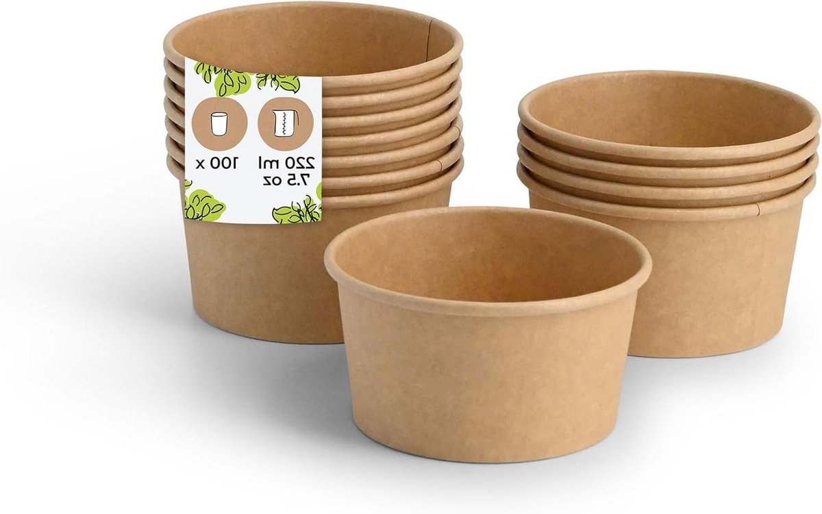 IJspotjes van karton - Dessertbekers - Serveren van ijs - Vochtbestendige coating - 100 st