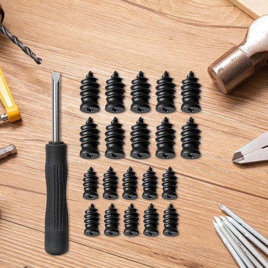 Band Reparatie Schroeven - Banden Herstel Kit - Snel Onderweg Herstel - Directe Plug Insertie - Compacte Opbergcase - Zwart — afbeelding 4