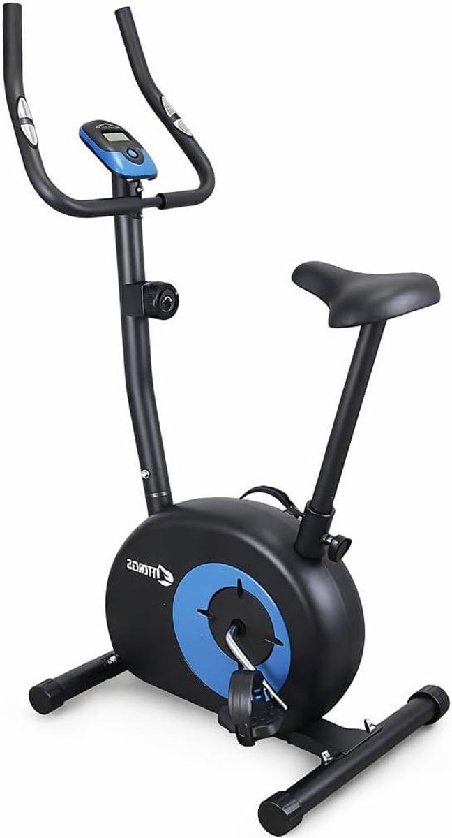 Hometrainer - Indoor fiets - Thuis trainen - 8 weerstandsniveaus - Compact design - Zwart Blauw