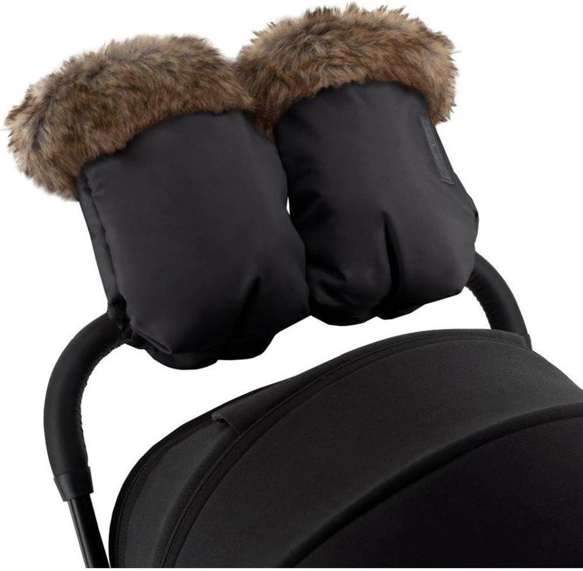 Handwarmers Kinderwagen - Moffen Pram - Wandelen Buiten - Waterafstotend Fleece - 21 x 17 cm - Zwart