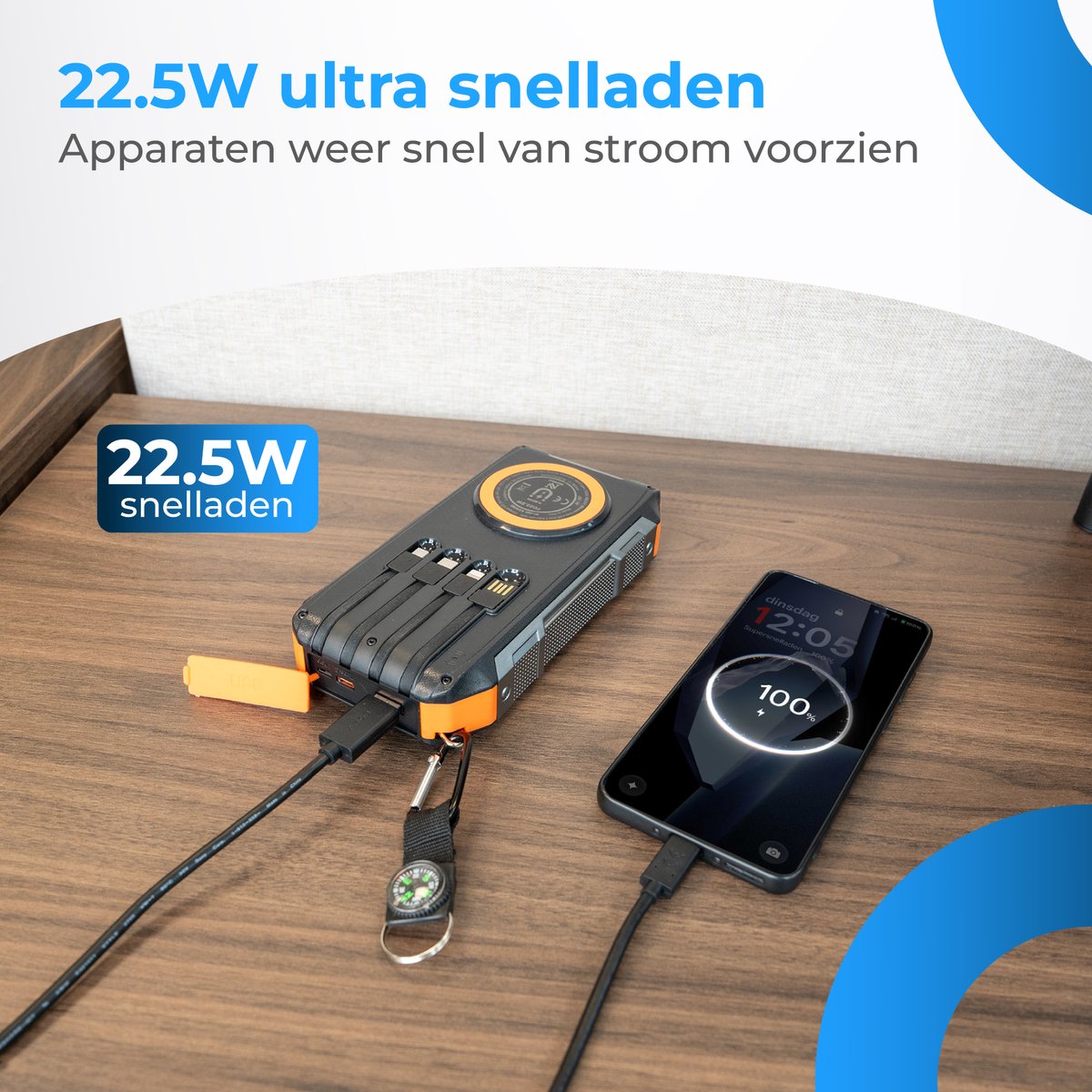 TLS Commerce Nuvance Solar Powerbank 20000mAh Draadloos 15W - afbeelding 3