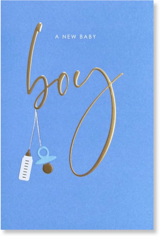 Cards & Crafts A New Baby Boy - Geboortekaartje Jongen Wenskaart - 12 x 17 cm - gevouwen kaart Inclusief envelop