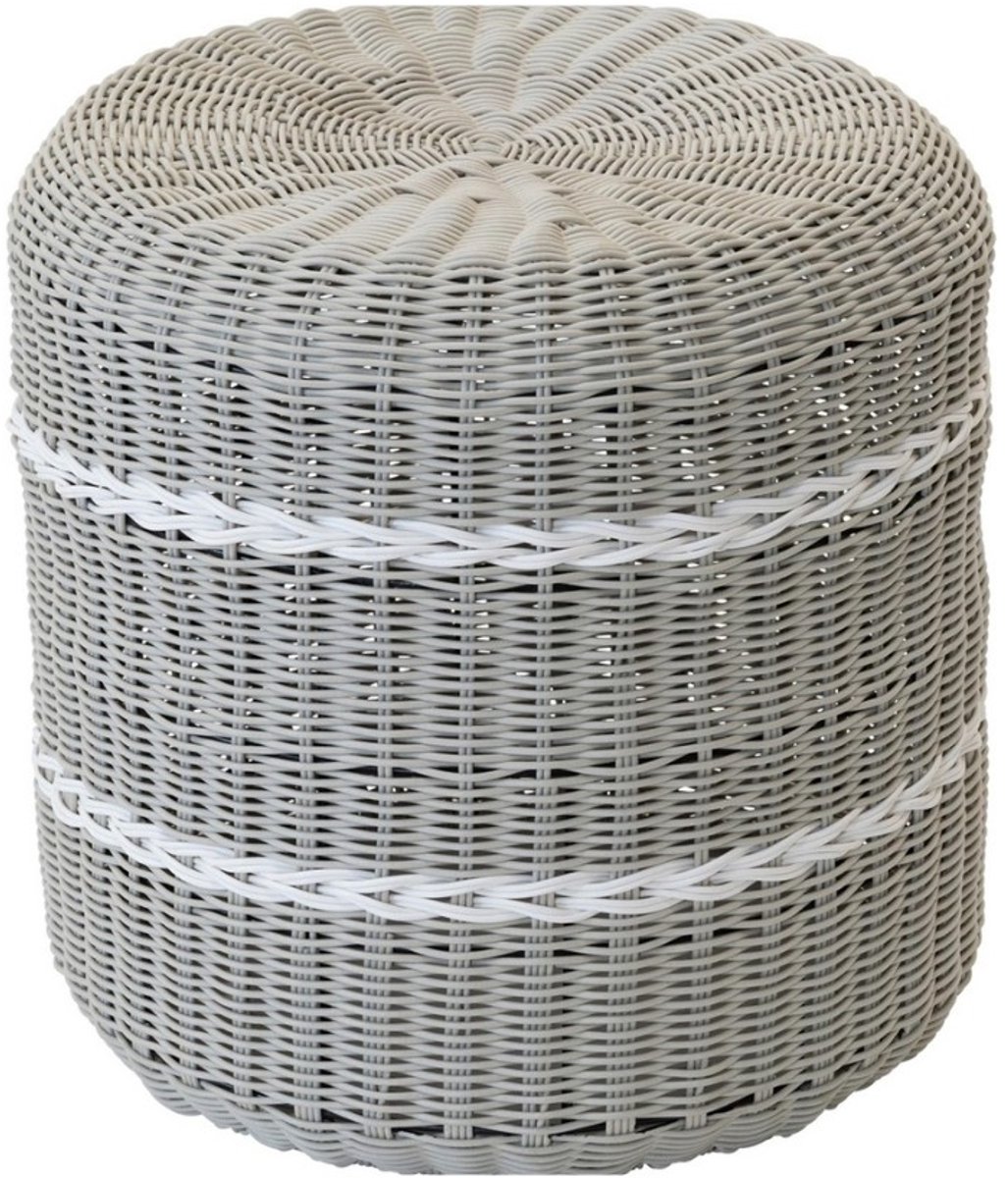 Les - Saigon poef wicker ø41x40cm - grijs