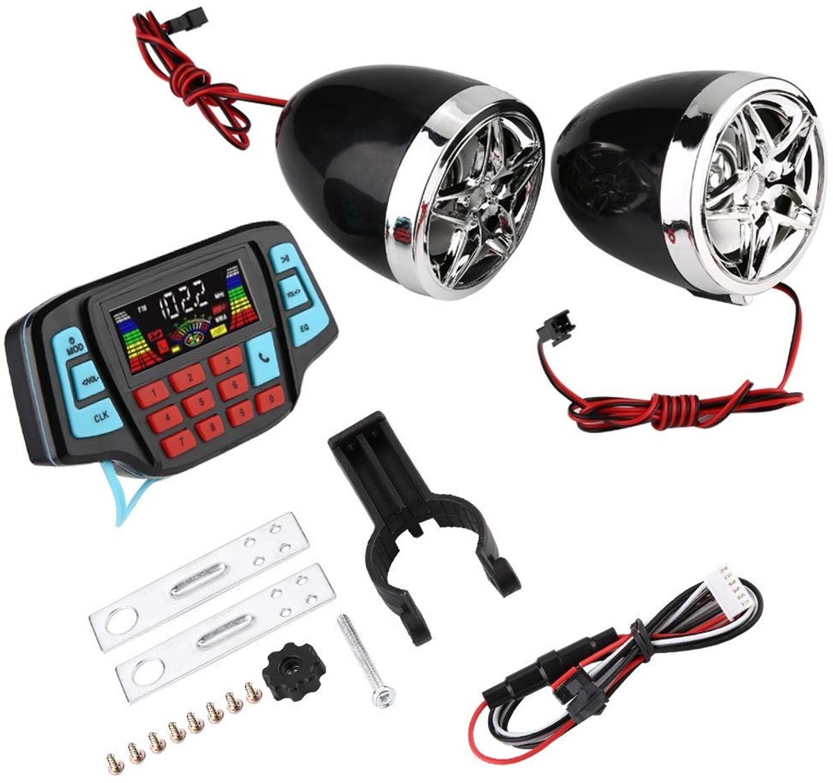 OmGoods - Dailygoody - Motorfiets Audio MP3-speler - Waterdichte BT Stereo Luidsprekersysteem - Zwart - USB TF-kaartdrager - Geschikt voor motorfiets - Kleur zwa