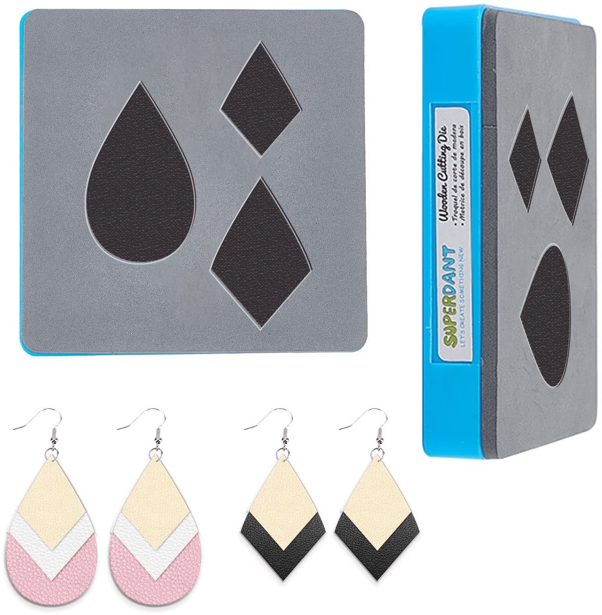 Lederen snijden - DIY Craft - Duurzaam en herbruikbaar - 10x10cm - Waterdruppel en diamantvorm - Perfect voor sieraden maken - Inclusief