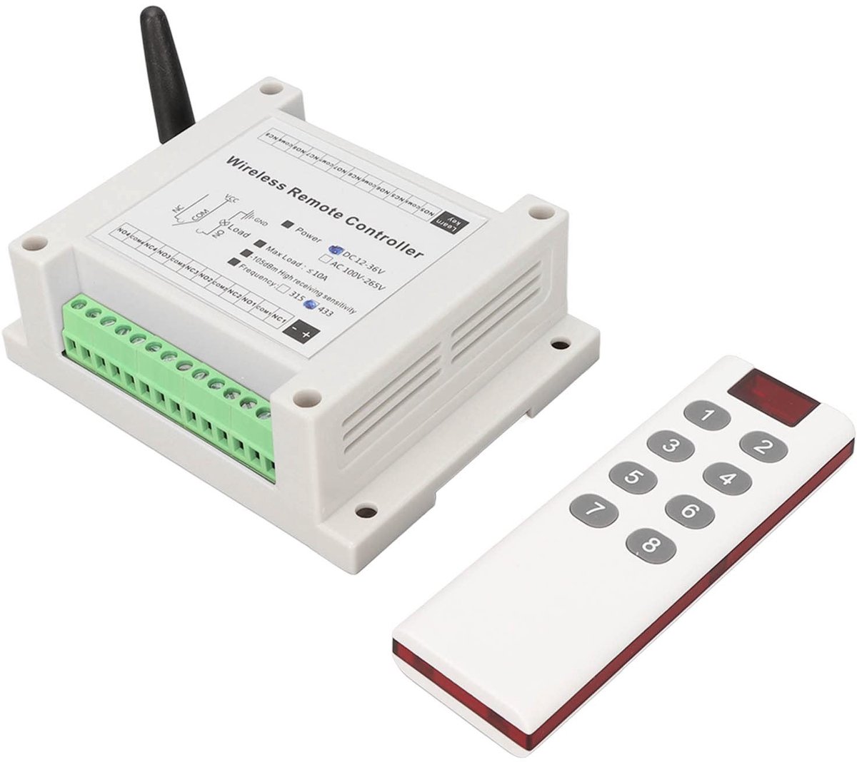 OmGoods - Dailygoody - 8-kanaals Relais - Draadloze Afstandsbediening - Tot 150m Bereik - 10A Maximale Last - Voor Verlichting - Ideaal voor Thuisgebruik - Comp