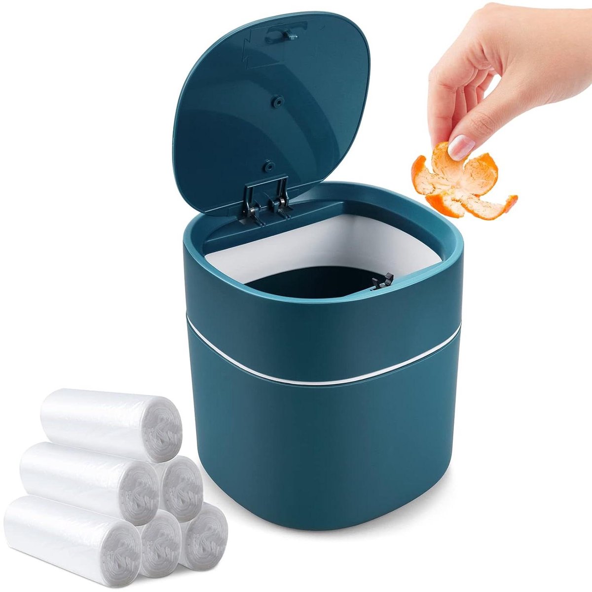 Mini Prullenbak - Bureau Afvalmand - Netjes Werken - Met Deksel - 05 Gallon - Blauw