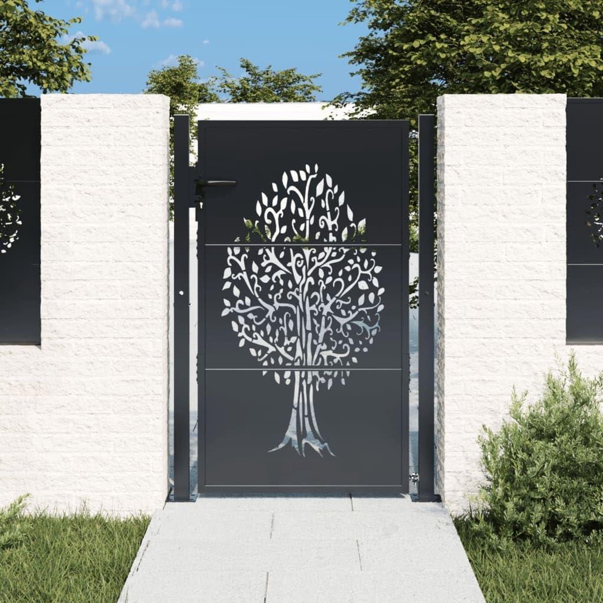 Tuinpoort - Buitenhek - Terras Afscheiden - Stevig Staal - 105 x 130 cm - Antraciet