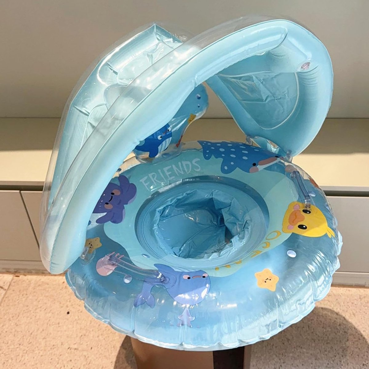 Opblaasbare Zwemband - Zwemring Vlotter - Waterspeelplezier - Met Zonnedak - 30 x 25 x 2 cm - Meerkleurig – foto 2
