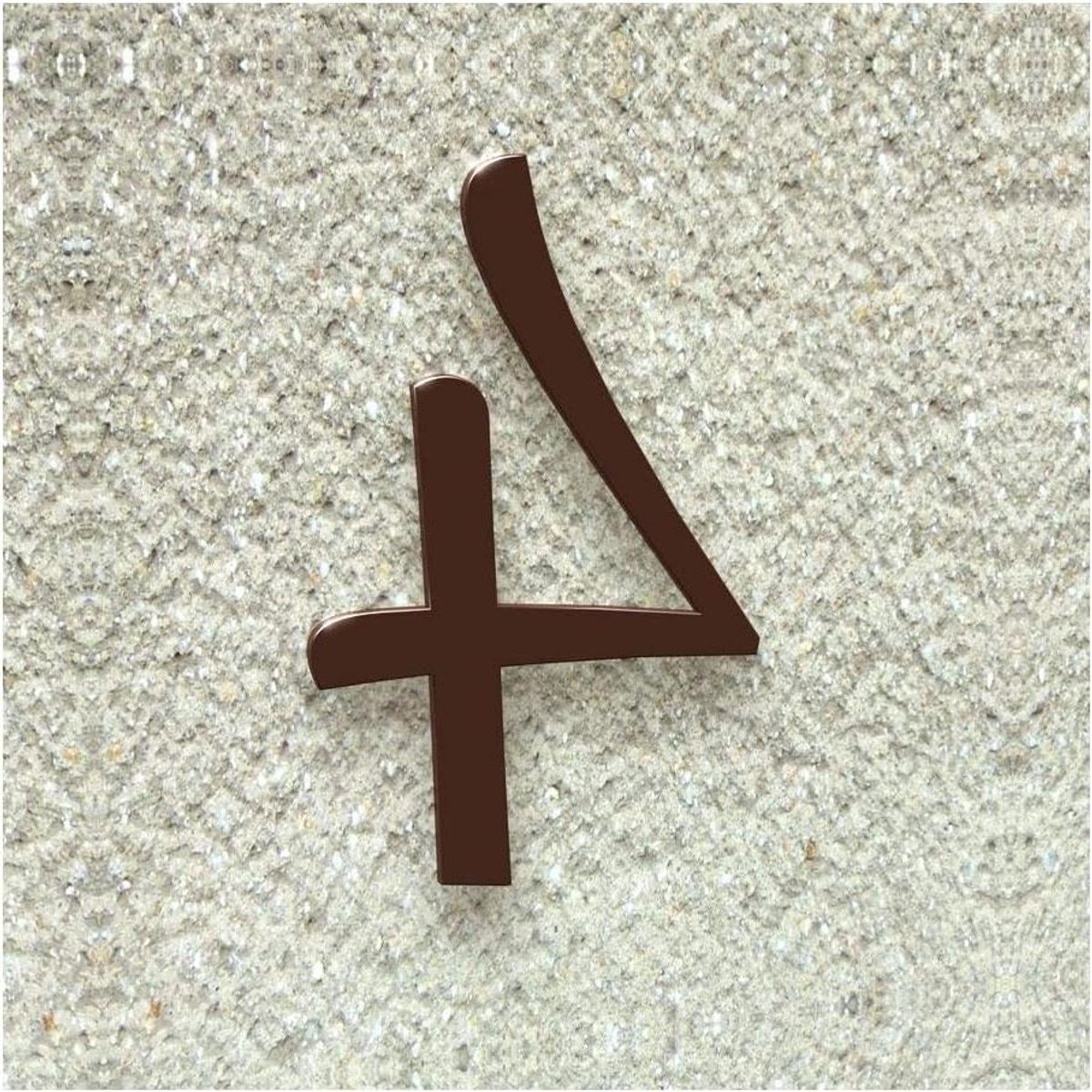 Huisnummer 4 - Cijfer Huisnummer - Huis Herkennen - Klassiek Lettertype - 20 cm Hoog - Mahoniebruin Glanzend