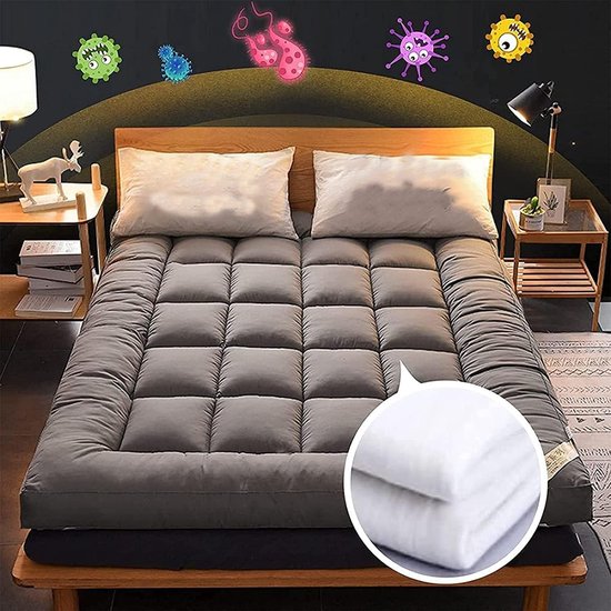 Winter Futon Matras - Oprolbare Vloerpad - Comfortabel Slapen - Dikke Ademende Kwaliteit - 150 x 200 cm - Grijs — afbeelding 3