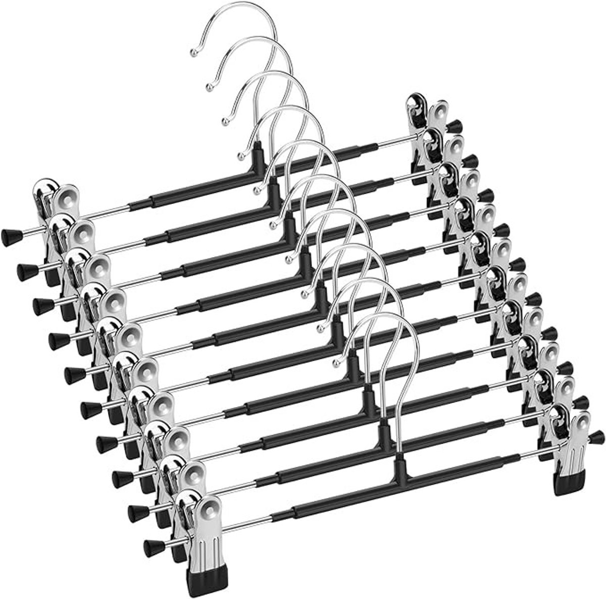 10 stuks metalen broekhangers met anti-slip clips, 30 cm