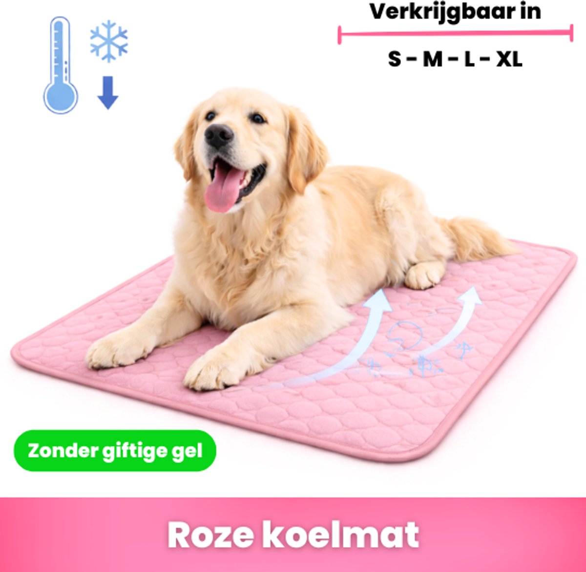 Koelmat Hond & Kat | Roze XL | 100x70 cm | Verkoelingsmat Zonder Giftige Gel | Natuurlijke Koelwerking | Anti-Slip | Wasbaar
