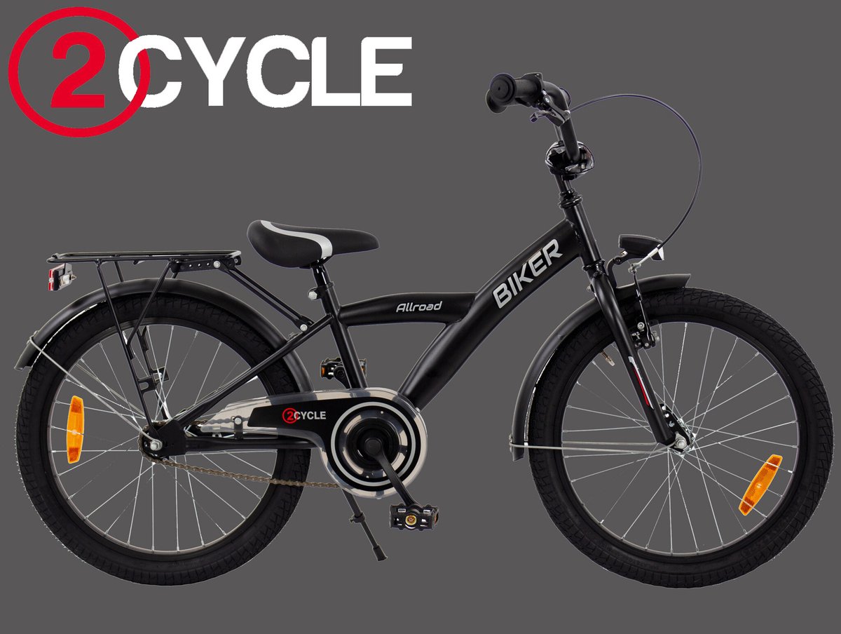 2Cycle Biker-Cargo kinderfiets 20 inch (6 tot 8 jaar) voor jongens zwart
