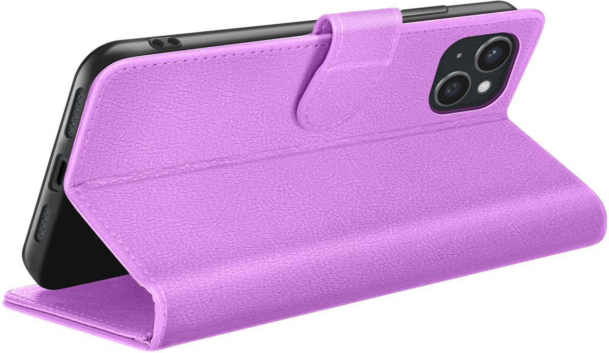 Zanae, Hoesje geschikt voor iPhone 15 Plus - Wallet Case & Magneetsluiting, Paars