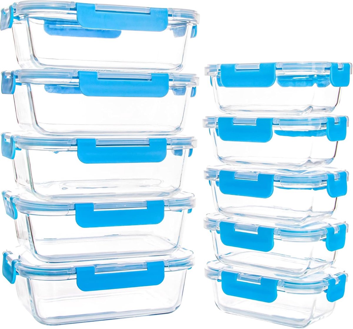 Famanu – Glazen vershouddozen set 10 – BPA-vrij, geschikt voor magnetron, vriezer en vaatwasser