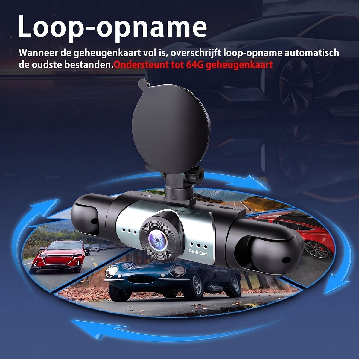 SOGIOL Dashcam Auto - 4 Lenzen (Voor, Achter, Links, Rechts) - 1080P Full HD - WiFi & GPS - Dashcams - Nachtzicht - G-Sensor - Parkeerbewaking - 3,16 Inch met App - Incl. 64GB SD-Kaart thumbnail 2