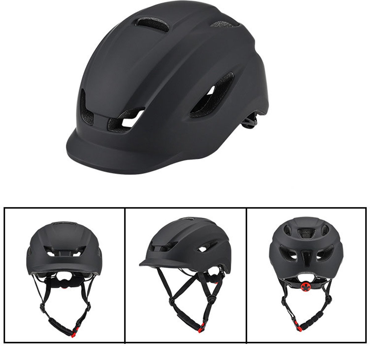 Fietshelm – Motorhelm – Fietshelm voor volwassenen – UV-bescherming – Verstelbaar – Hoofdomtrek 58–61 cm – Unisex – Geschikt voor mountainbiken en wielrennen – Zwart – foto 5