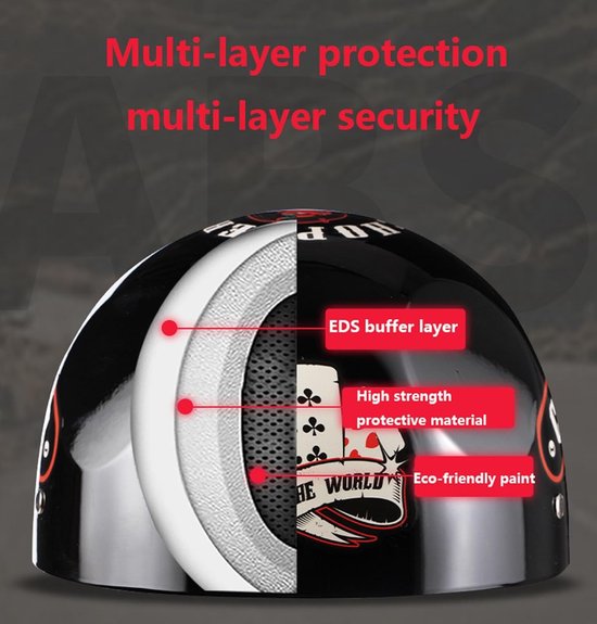 Casque de moto demi-casque de style allemand rétro approuvé ECE Casque de baseball demi-coque hommes femmes casque demi-ouvert avec fermeture rapide réglable Casque demi-coque