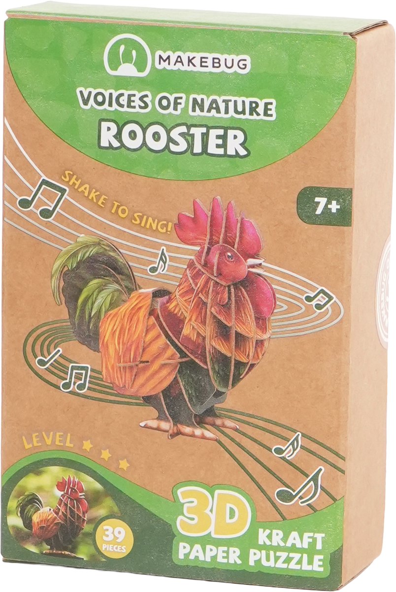 MakeBug, 3D Modelbouwpakket, Voices of Nature, Haan/Rooster, MB-D-0015, 9x6x9cm