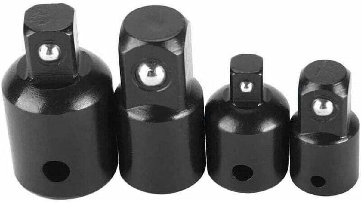 4-delige rateladapter- en adapterset, XU, voor 1/2", 1/4" en 3/8" doppen en bits - adapter en adapter