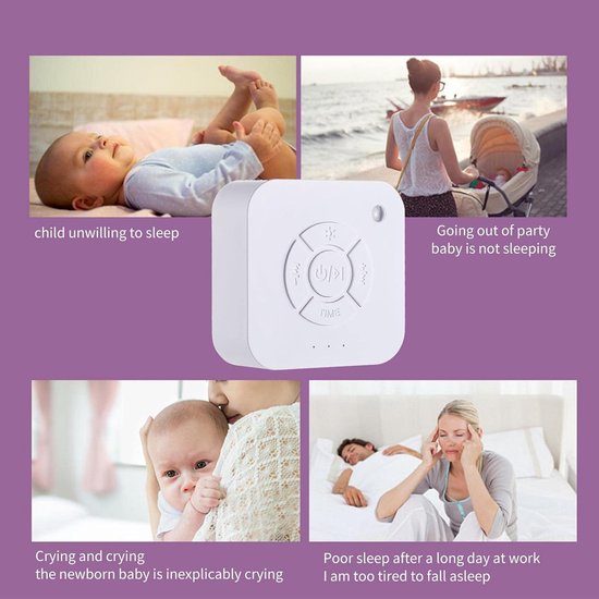Geluidsmachine Slaap - Slaapgeluiden - Baby Slaap - 9 Natuurgeluiden - 80x80x33mm - Wit — afbeelding 4