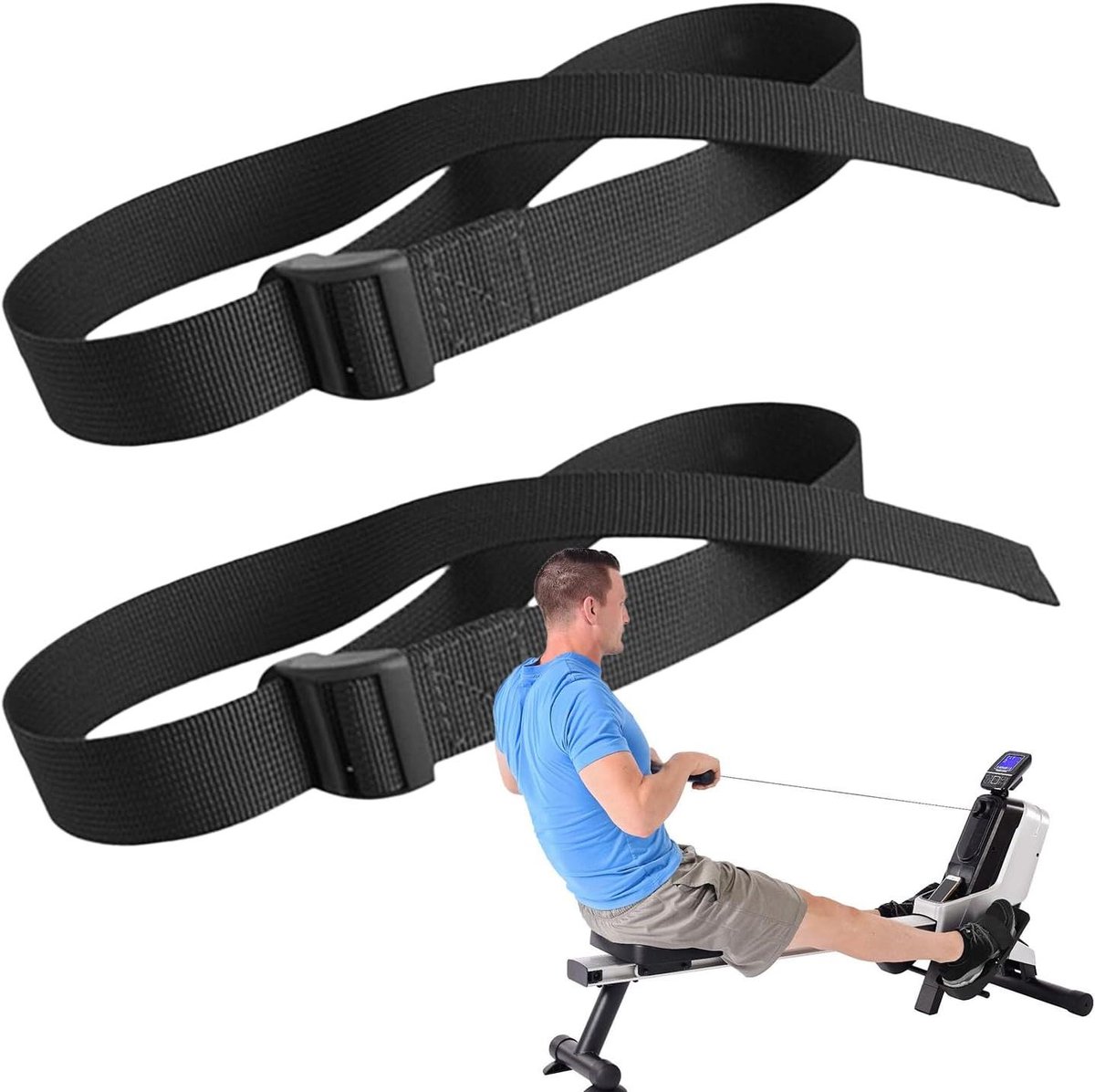 Roeiriemen - Pedaalbanden - Been training - Verstelbaar nylon - 2 stuks - Zwart