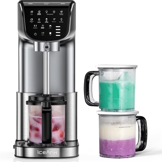 11 in-1 IJsmachine – softijs machine voor thuis - 3x 19.2oz BekersVaatwasserbestendig EénMaak IJscréme, Gelato, Sorbet Milkshake -Knop Opslag - Zilver