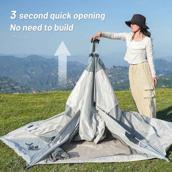 CORE Kampeertent - Slaaptent - 3-4 persoon outdoor camping tent - 6 hoekig - Lichtgewicht - 280x155cm - Grijs van core — afbeelding 3
