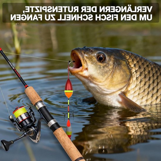 Set van 10 dobbers met 4 rubberen stoppers en 3 vertebrae voor het vissen op forel en andere vissoorten in meren en vijvers van Merkloos — afbeelding 2