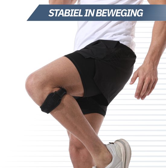 Trebin Patellaband - Kniebrace met Siliconen Drukpunten - Geschikt bij Springersknie en Runner's Knee - Patellabrace voor Linker- en Rechterknie - One Size Verstelbaar - Zwart