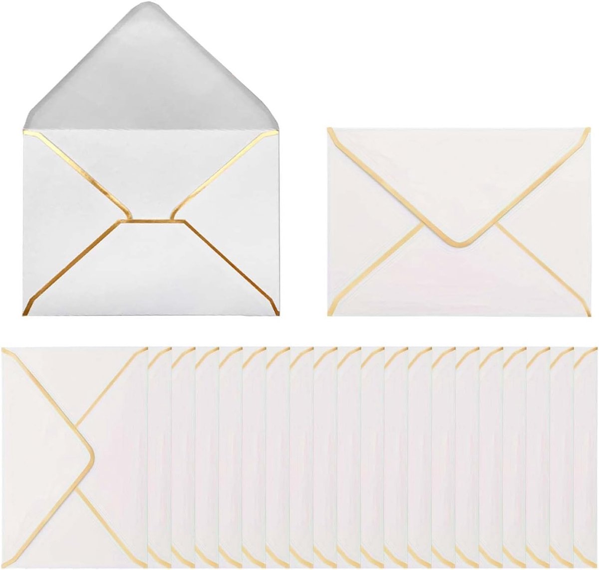 50 Luxe Enveloppen van 13.5 x 18.5 cm voor Uitnodigingen, Bruiloften, Verjaardagen en Feesten - Wit Papier