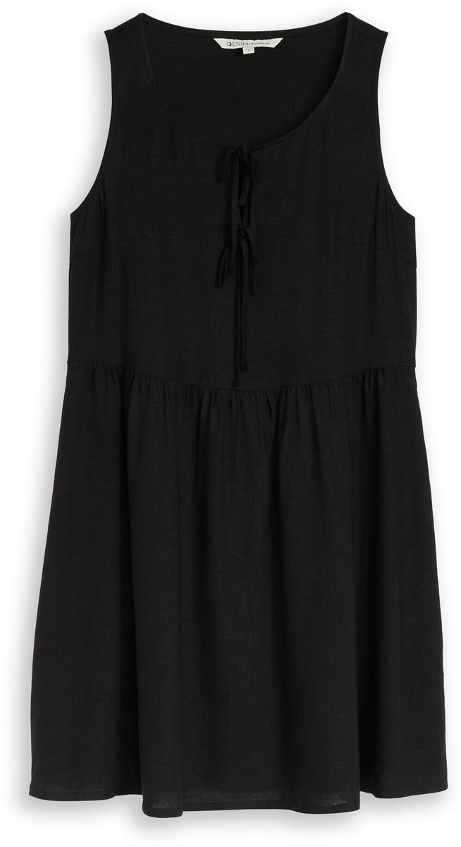 Tom Tailor Denim - Mini-jurk met linnen - Maat S - deep black