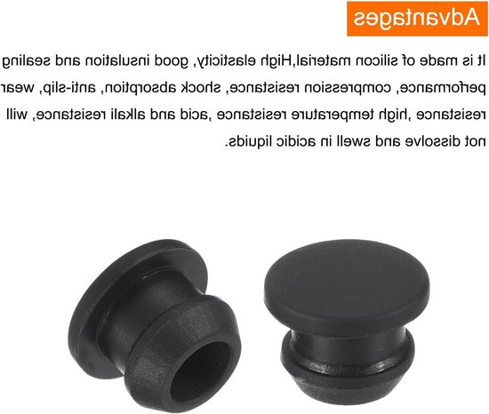 Rubberen stoppen voor gaten, 10 stuks insteekdoppen, afdekdoppen, siliconen stoppen voor keukengaten, waterdichte afdichtingsdoppen, diameter 8,5 mm, zwart — afbeelding 3