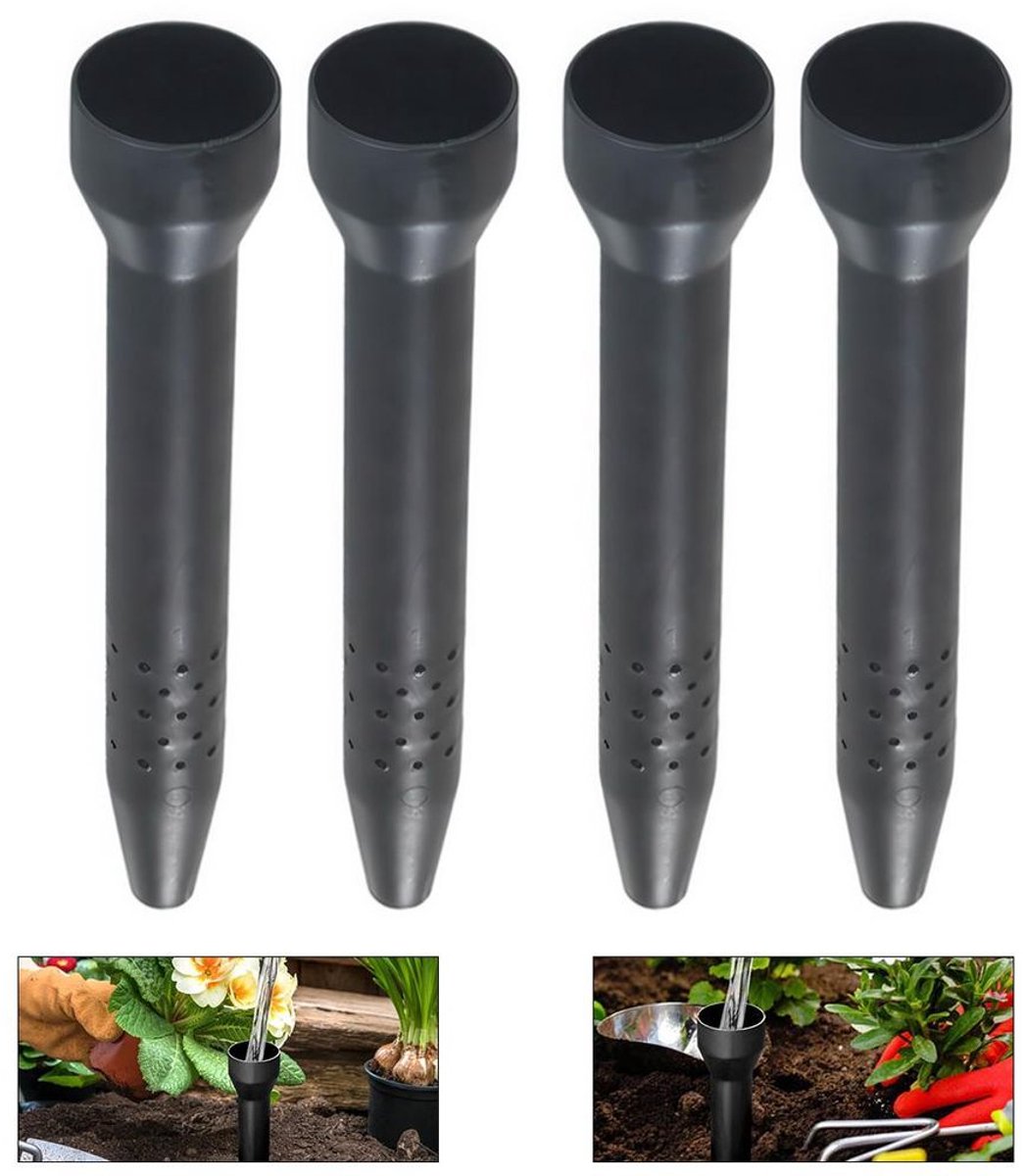 4-delige tuingereedschapset, plantenwortelwateraar, praktisch hulpmiddel voor het water geven, waterbesparende plastic dispenser met grondpinnen.