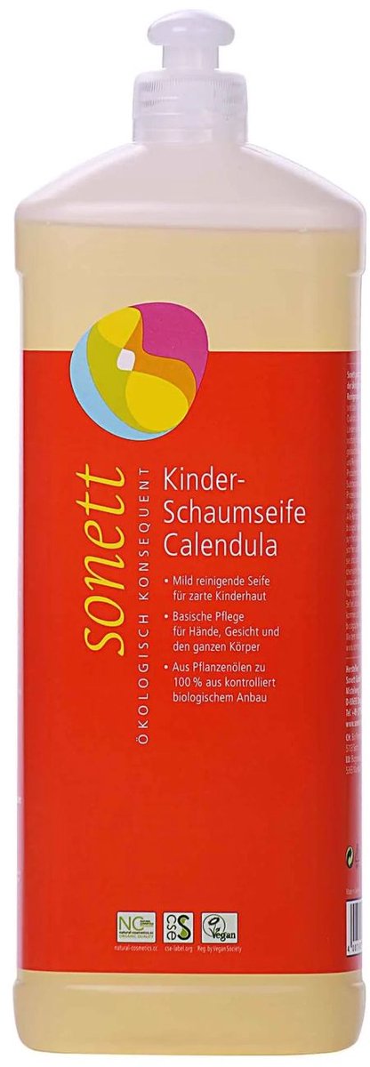 Kinder Schuimzeep Calendula 1 Liter, schuimzeep navulling, natuurlijke schuimzeep kind