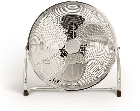 Industriële vloerventilator chroom 12″/16″ 45-80W koperen motor stil licht 3 standen antislipbasis