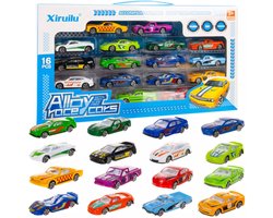 Metalen Raceauto’s voor Kinderen - Set van 16 - Kleurrijke Autootjes - 1:64 Schaal
