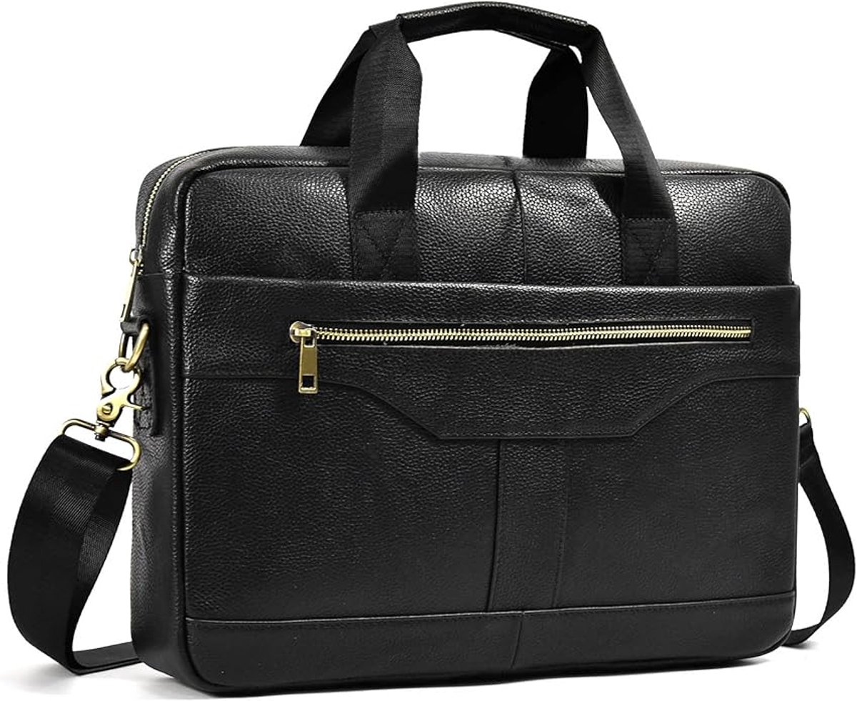 Leren Laptoptas - Laptoptas - Leren Tas - Luxe Leren Laptoptas - Werktas - Schoudertas - Business Tas - Leren Business Tas - 15.6 inch - Zwart - van Imperatoris
