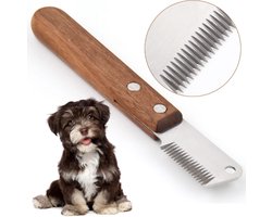 Strippenmes Voor Honden - Linkshandig - Professioneel Strippmes Met Houten Handvat - 1 Stuks - Bruin