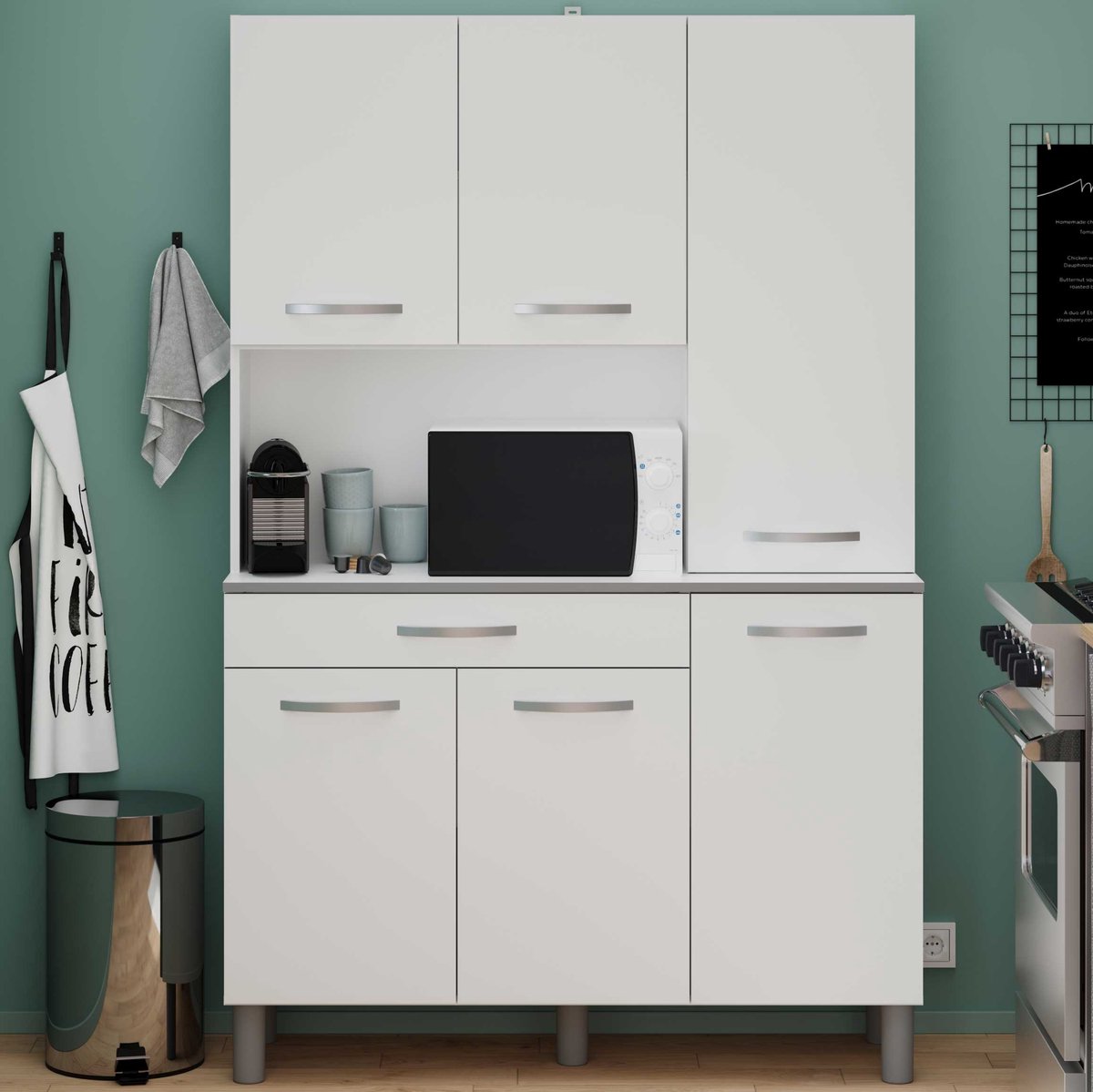 Buffetkast Eko met 6 deuren & 1 lade - wit