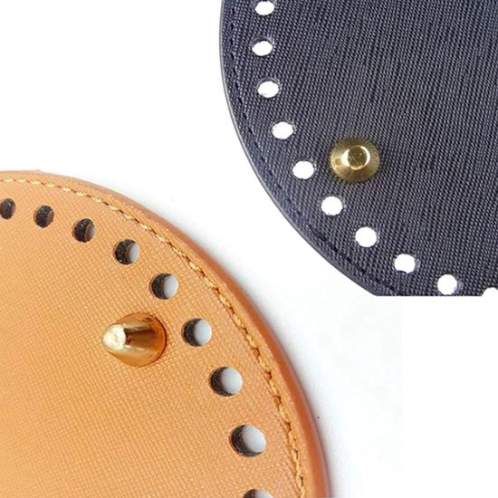 4-delige set leren bodem voor haken, ronde en platte vormen, handtasaccessoires voor gehaakte tassen in zwart, bruin, zilver en beige — afbeelding 3