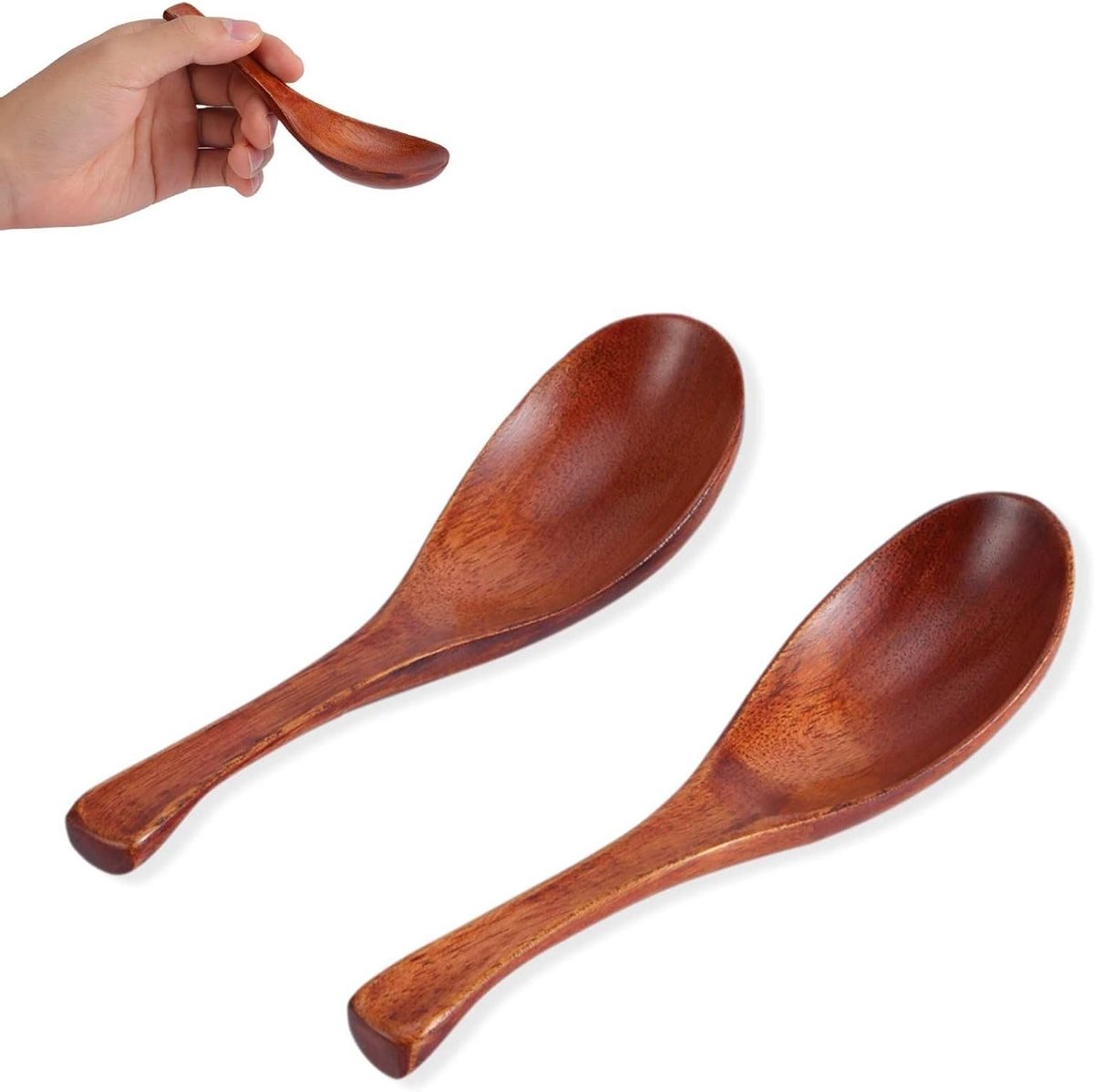 Set van 2 Houten Soeplepels met Korte Handgreep voor Thuisgebruik en Keukenaccessoires