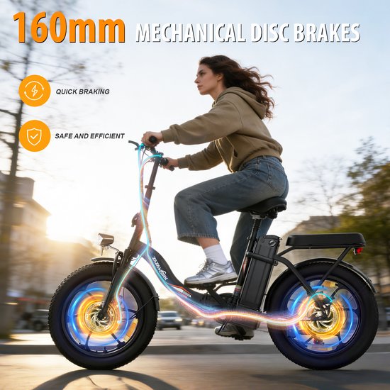 ZAZAWORK C16 Elektrische Fiets - Actieradius tot 50 km - Afneembare 48V 16Ah Batterij - 250W Motor - 7 Versnellingen - 20 Inch Opvouwbare E-Bike - Wit van Merkloos — afbeelding 3