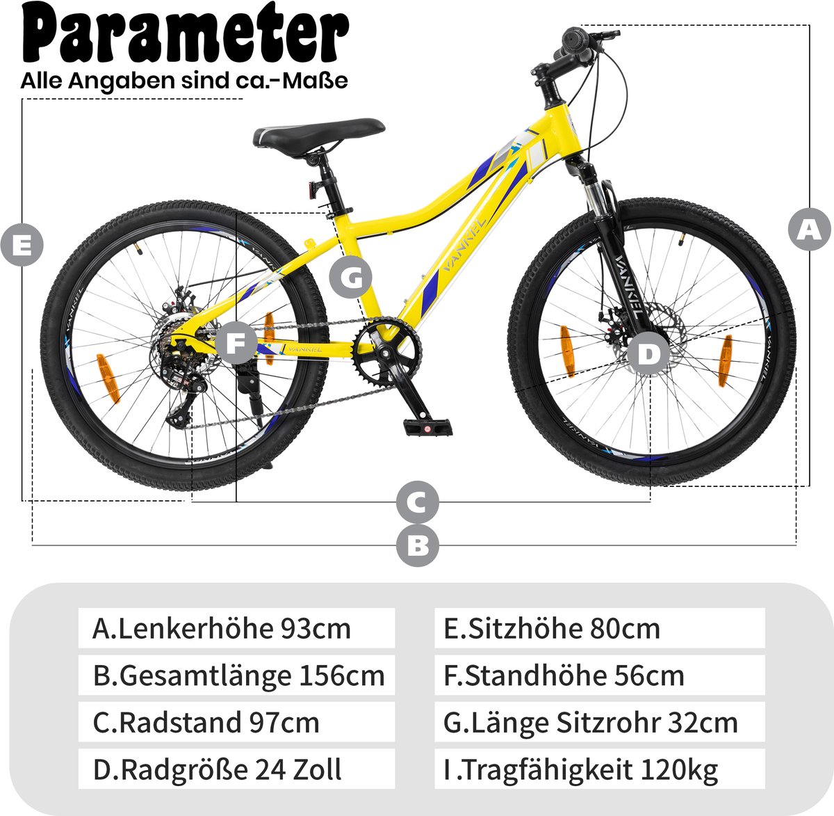 MODFU - 24 Inch Mountainbike - 6 Versnellingen - Verende Voorvork - Voor Schoolweg En Vrije Tijd - IJzer - Geel