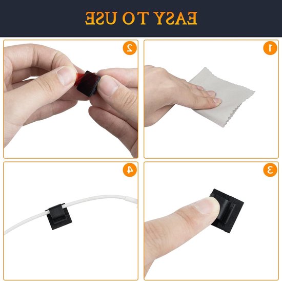 50 Stuks Zelfklevende Kabelmanagement Clips - Organiseer Kabels voor TV, PC, Laptop en Ethernet - Ideaal voor Thuis en Kantoor (Wit) van Merkloos — afbeelding 3