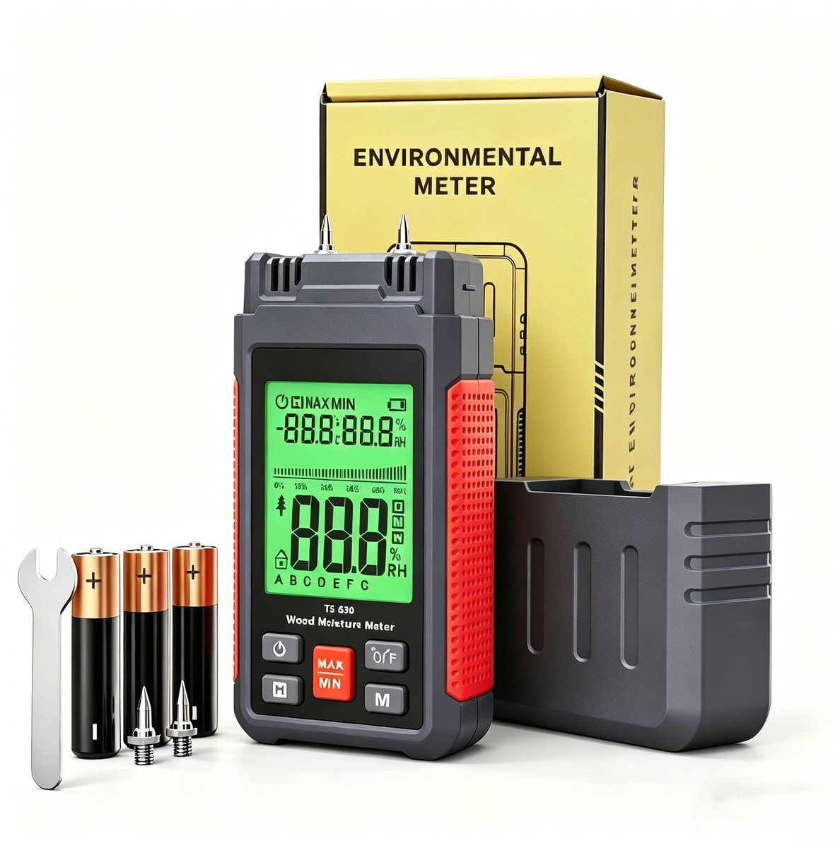 Fokelyi - Vochtigheidsmeter - Professionele Vochtmeter - Hout en Muren - Bouwmateriaal - LCD Display - Incl. Batterijen