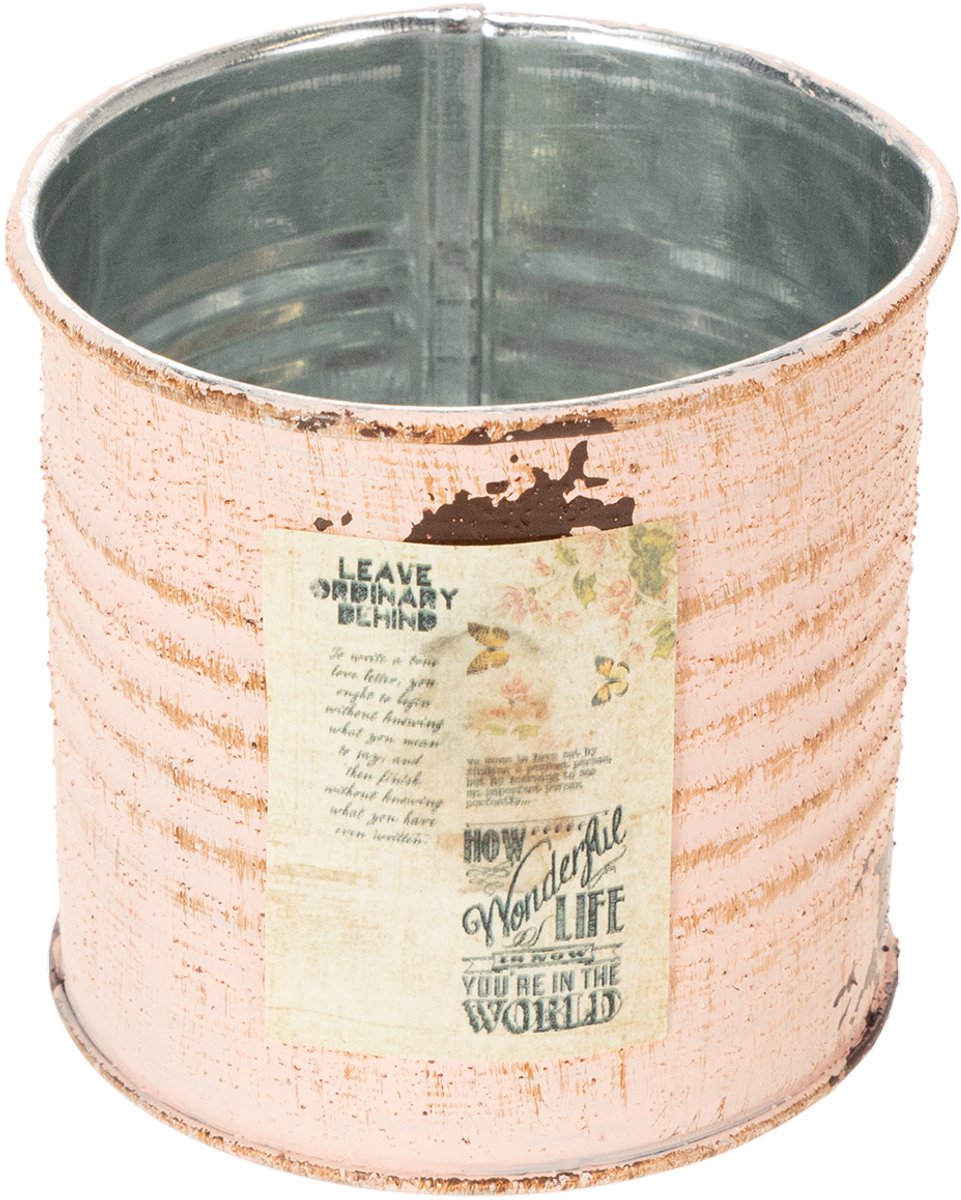 Bloempot sierblik zalm metalen kruidenblik Ø8cm H7.5cm